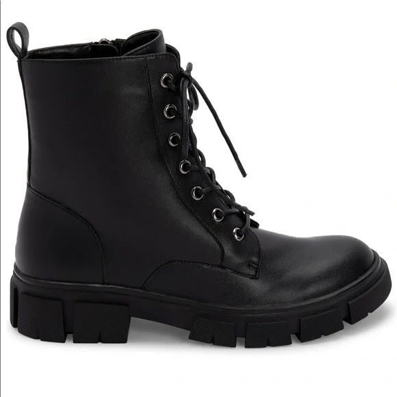 Aqua College Pippa Leather Lug Sole Waterproof Combat Boot - Picture 1 of 7